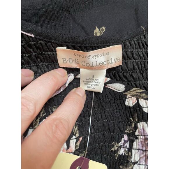 Band of Gypsies Black Lavender Floral Mini Fit‎ & Flare Dress Size S Stretch NWT - Picture 5 of 10